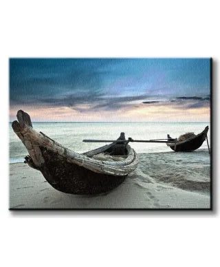 Obraz na ścianę - Stare łodzie, Wietnam - 90x120 cm