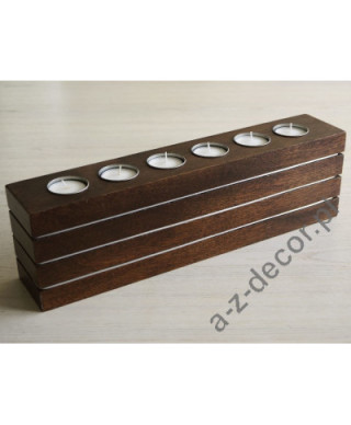 Świecznik - Drewniany - 40x7x11cm - English brown