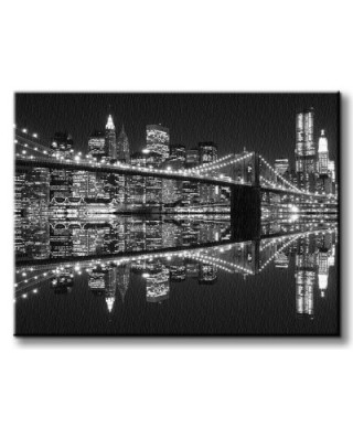 New York (Brooklyn Bridge night BW) - Obraz na płótnie