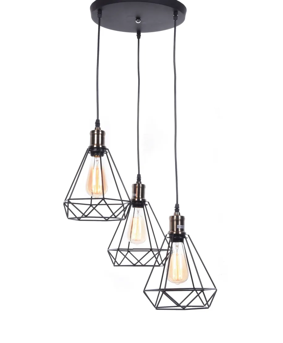 LAMPA WISZĄCA INDUSTRIALNA LOFT CZARNA COBI W3