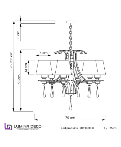 KLASYCZNY ŻYRANDOL KRYSZTAŁOWY VENISIA W8