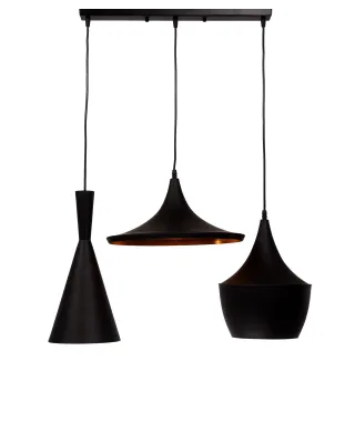 POTRÓJNA LAMPA WISZĄCA LOFT CZARNA FOGGI TRIO