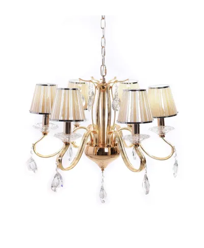 KLASYCZNY ŻYRANDOL KRYSZTAŁOWY ZŁOTY FINEZZIA W6