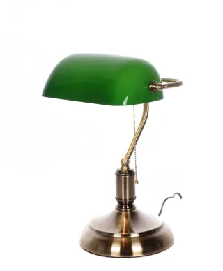 KLASYCZNA LAMPA BANKIERSKA BIURKOWA ZIELONA BANKER CLASSIC