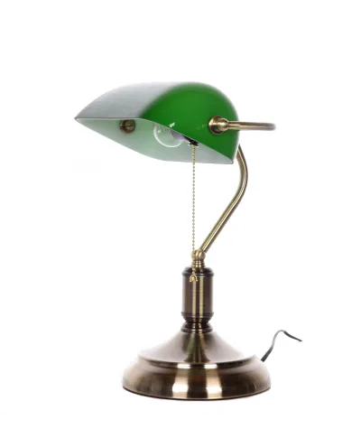 KLASYCZNA LAMPA BANKIERSKA BIURKOWA ZIELONA BANKER CLASSIC