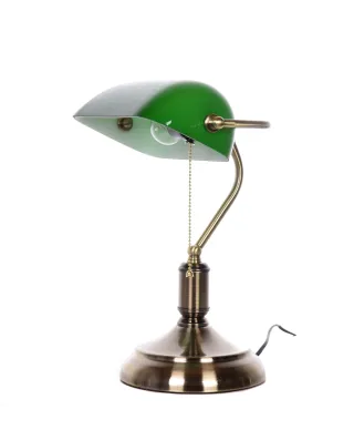 KLASYCZNA LAMPA BANKIERSKA BIURKOWA ZIELONA BANKER CLASSIC