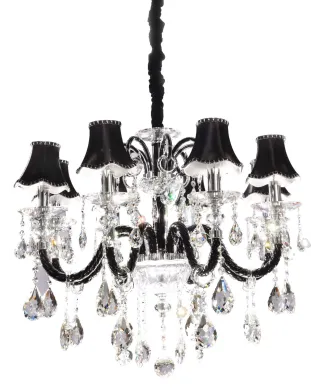 KLASYCZNY ŻYRANDOL KRYSZTAŁOWY CZARNY DENICA W8