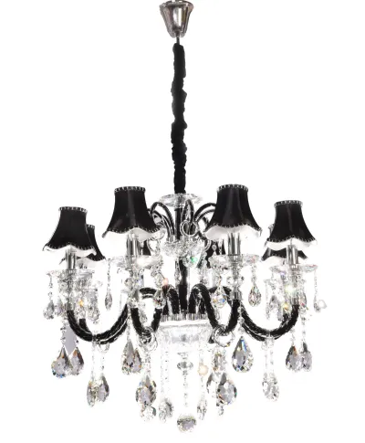 KLASYCZNY ŻYRANDOL KRYSZTAŁOWY CZARNY DENICA W8