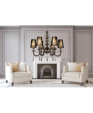 KLASYCZNY ŻYRANDOL KRYSZTAŁOWY CZARNY FABIONE W6