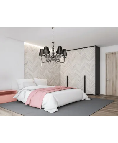 KLASYCZNY ŻYRANDOL KRYSZTAŁOWY CZARNY FABIONE W6