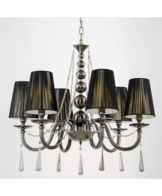 KLASYCZNY ŻYRANDOL KRYSZTAŁOWY CZARNY FABIONE W6