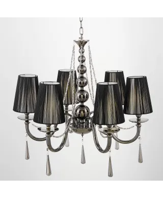 KLASYCZNY ŻYRANDOL KRYSZTAŁOWY CZARNY FABIONE W6