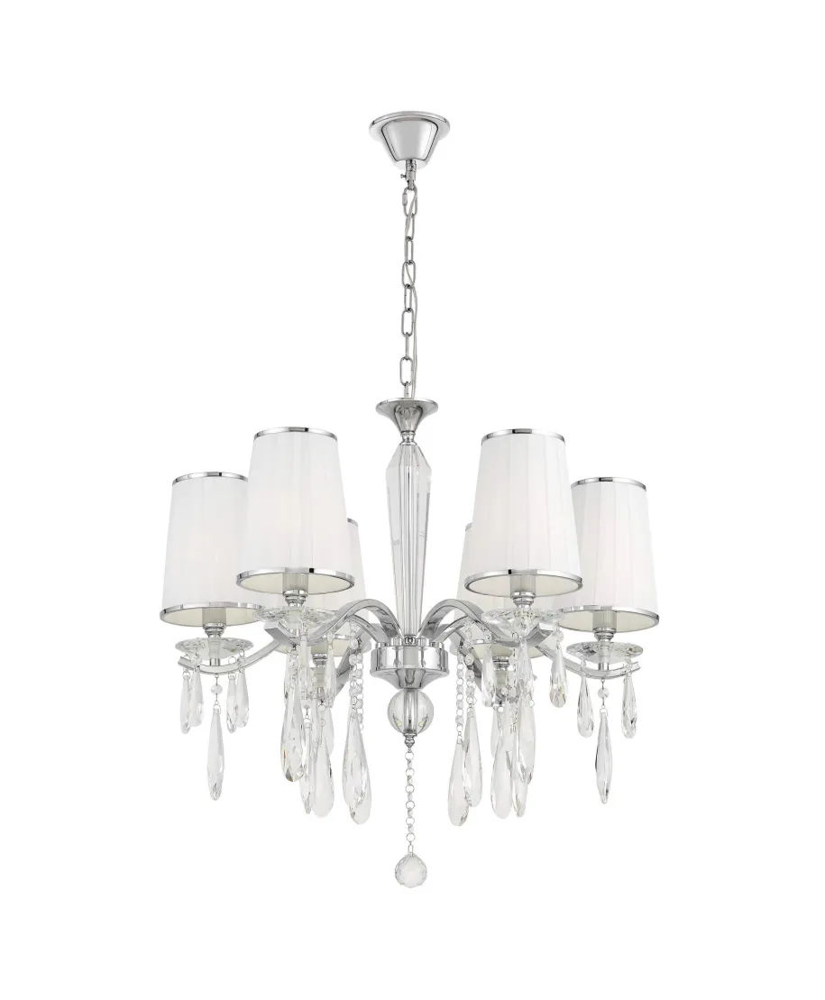 KLASYCZNY ŻYRANDOL KRYSZTAŁOWY BIAŁY ALESSIA W6