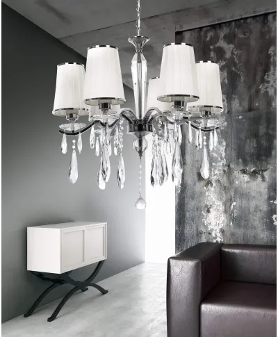 KLASYCZNY ŻYRANDOL KRYSZTAŁOWY BIAŁY ALESSIA W6