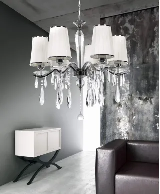 KLASYCZNY ŻYRANDOL KRYSZTAŁOWY BIAŁY ALESSIA W6