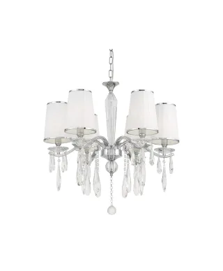 KLASYCZNY ŻYRANDOL KRYSZTAŁOWY BIAŁY ALESSIA W6