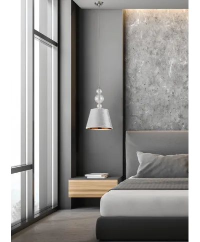 NOWOCZESNA LAMPA WISZĄCA SREBRNA MURANEO