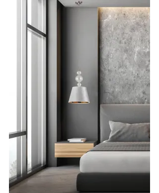 NOWOCZESNA LAMPA WISZĄCA SREBRNA MURANEO