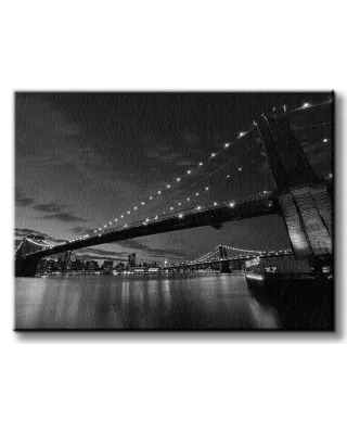 Obraz na płótnie - Brooklyn Bridge nocą - 60x80 cm