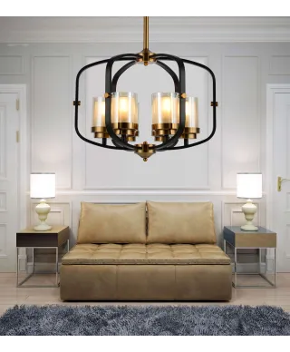 LAMPA WISZĄCA LOFT CZARNO-MOSIĘŻNA BONTON W6