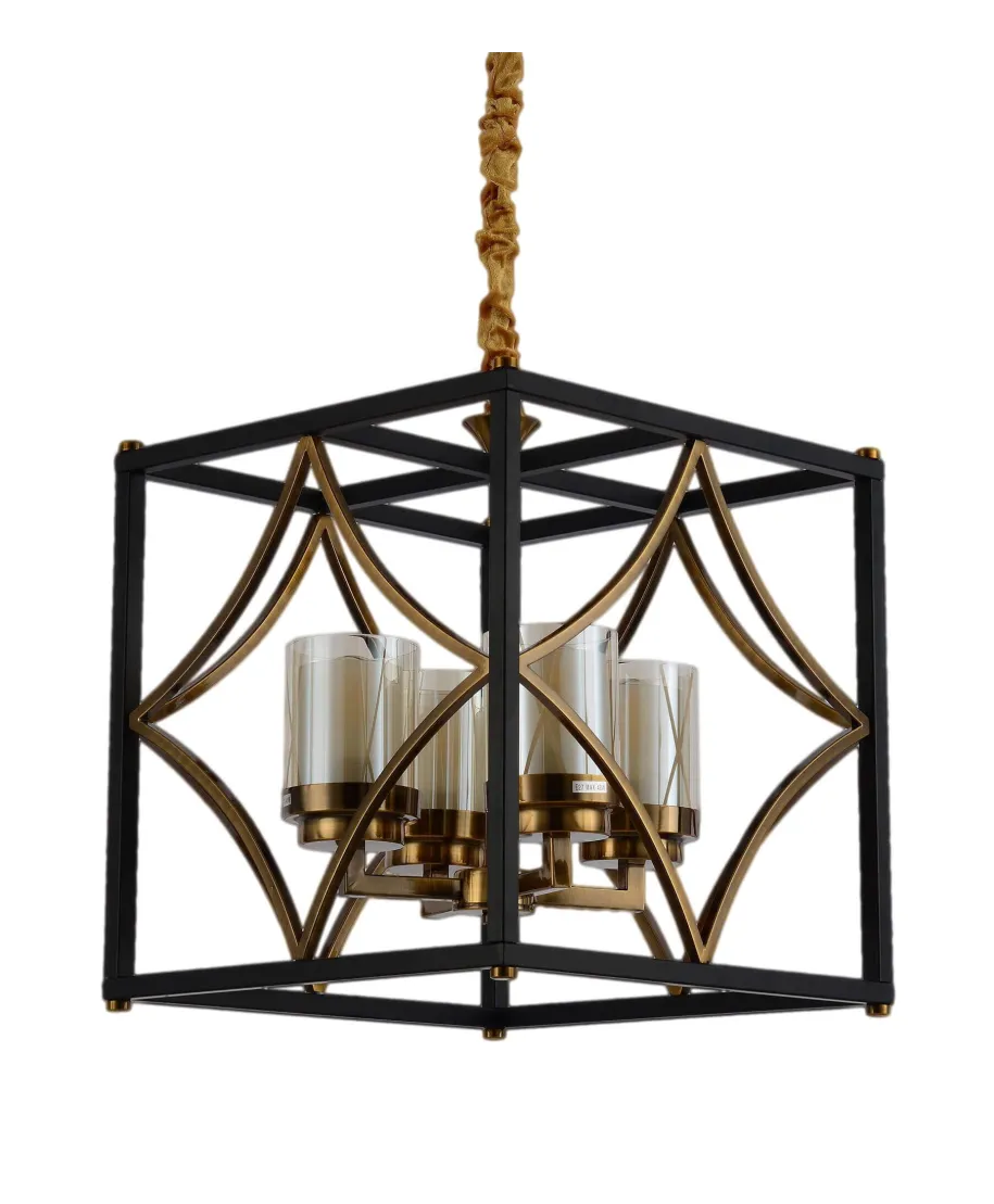 LAMPA WISZĄCA LOFT CZARNO-MOSIĘŻNA QUADRATO