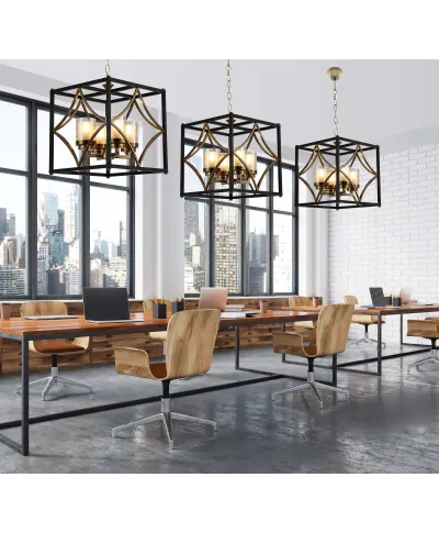 LAMPA WISZĄCA LOFT CZARNO-MOSIĘŻNA QUADRATO