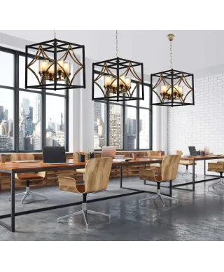 LAMPA WISZĄCA LOFT CZARNO-MOSIĘŻNA QUADRATO