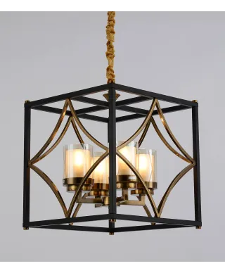 LAMPA WISZĄCA LOFT CZARNO-MOSIĘŻNA QUADRATO