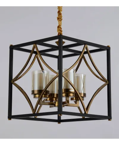 LAMPA WISZĄCA LOFT CZARNO-MOSIĘŻNA QUADRATO