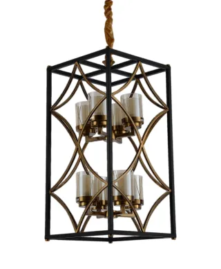 LAMPA WISZĄCA LOFT CZARNO-MOSIĘŻNA QUADRATO DUO