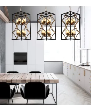 LAMPA WISZĄCA LOFT CZARNO-MOSIĘŻNA QUADRATO DUO