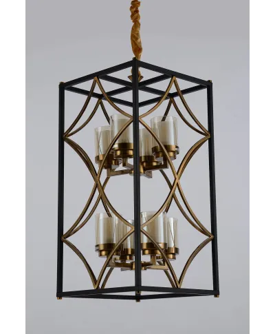 LAMPA WISZĄCA LOFT CZARNO-MOSIĘŻNA QUADRATO DUO