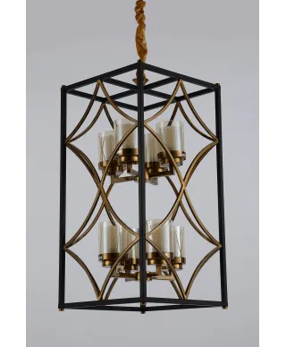 LAMPA WISZĄCA LOFT CZARNO-MOSIĘŻNA QUADRATO DUO