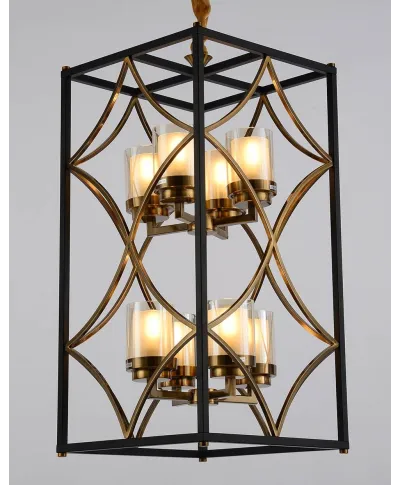 LAMPA WISZĄCA LOFT CZARNO-MOSIĘŻNA QUADRATO DUO