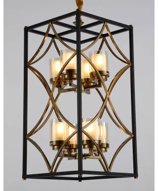 LAMPA WISZĄCA LOFT CZARNO-MOSIĘŻNA QUADRATO DUO