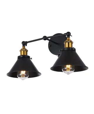LAMPA ŚCIENNA KINKIET LOFTOWY CZARNY GUBI DUO