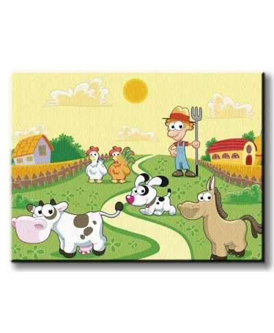 Farmer i zwierzaki - Obraz na płótnie