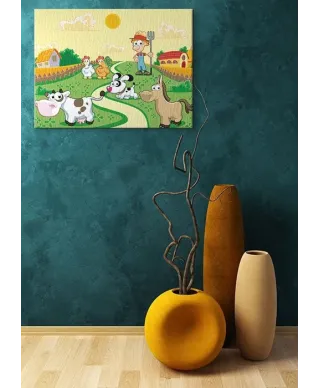 Farmer i zwierzaki - Obraz na płótnie