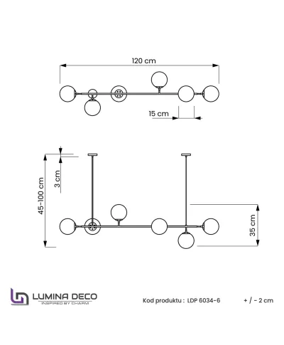 NOWOCZESNA LAMPA WISZĄCA MOSIĘŻNA CEREDO W6