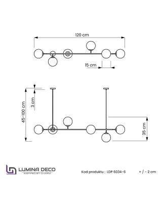 NOWOCZESNA LAMPA WISZĄCA MOSIĘŻNA CEREDO W6