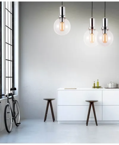 NOWOCZESNA LAMPA WISZĄCA PRZEZROCZYSTO-CHROMOWA DORITO D15