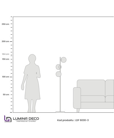 LAMPA STOJĄCA PODŁOGOWA CHROMOWANA FREDICA W3