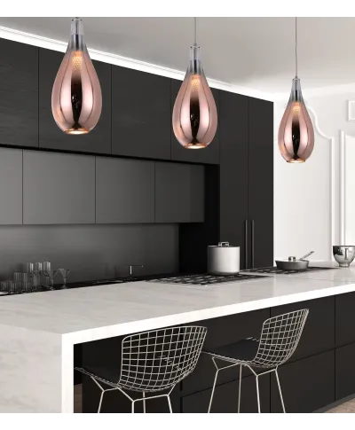 NOWOCZESNA LAMPA WISZĄCA SZKLANA RÓŻOWO-ZŁOTA LAURIS