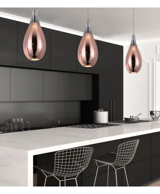 NOWOCZESNA LAMPA WISZĄCA SZKLANA RÓŻOWO-ZŁOTA LAURIS