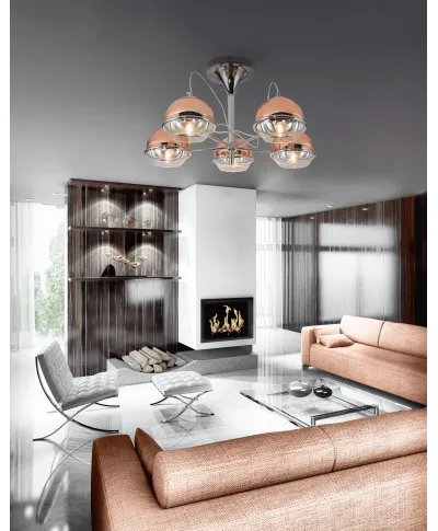 NOWOCZESNA LAMPA SUFITOWA PLAFON RÓŻOWO-ZŁOTY VERONI W5