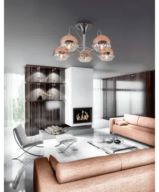 NOWOCZESNA LAMPA SUFITOWA PLAFON RÓŻOWO-ZŁOTY VERONI W5