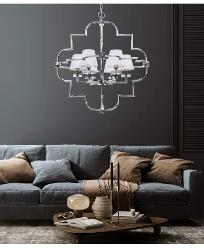 LAMPA WISZĄCA NOWOCZESNA BIAŁO-CHROMOWANA BALTIMORE W6