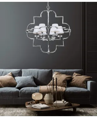 LAMPA WISZĄCA NOWOCZESNA BIAŁO-CHROMOWANA BALTIMORE W6