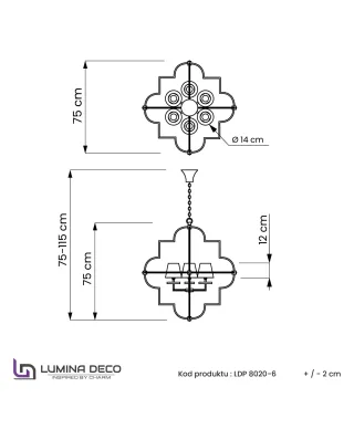 LAMPA WISZĄCA NOWOCZESNA BIAŁO-CHROMOWANA BALTIMORE W6