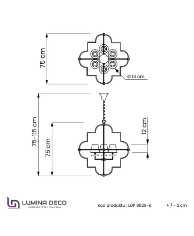 LAMPA WISZĄCA NOWOCZESNA BIAŁO-ZŁOTA BALTIMORE W6